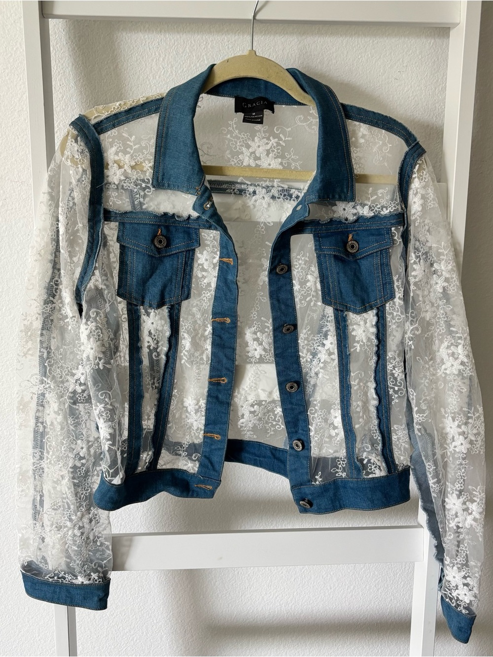 Lace Denim Jacket - Size M